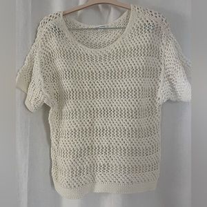 CLUB MONACO white open knit shirt S